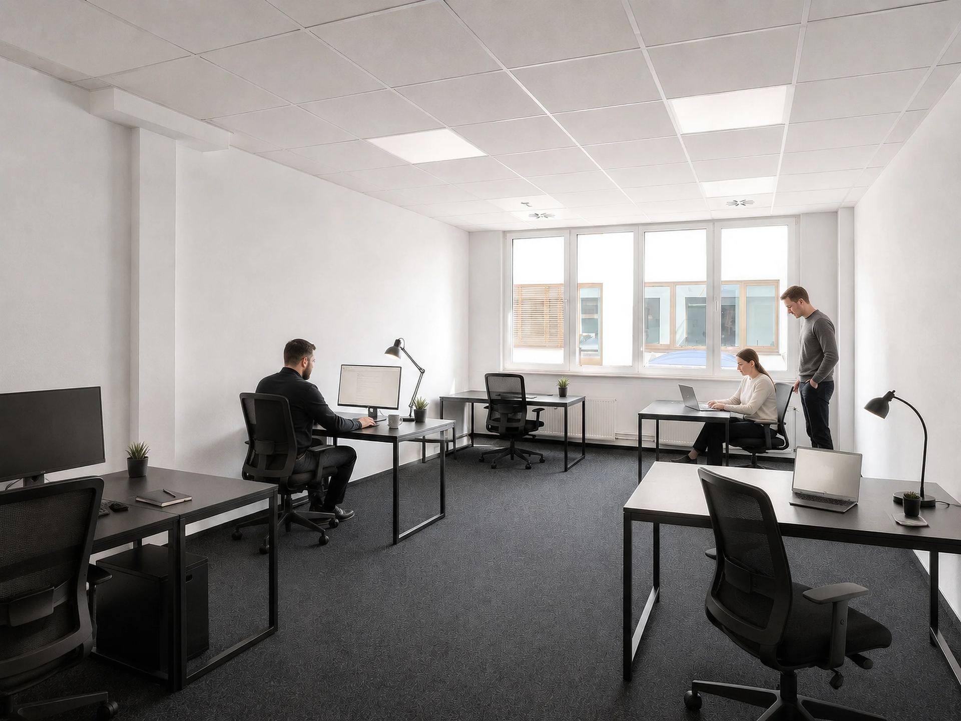 Heller, moderner Arbeitsbereich der Bürogemeinschaft Schönefeld für das virtuelle Büro-Paket